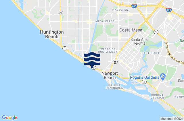 Karte der Gezeiten Santa Ana River County Beach, United States