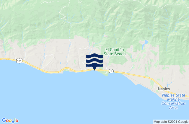 Karte der Gezeiten Santa Barbara County, United States