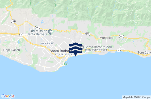 Karte der Gezeiten Santa Barbara East Beach, United States