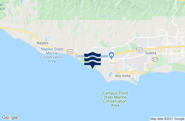 Karte der Gezeiten Santa Barbara Shores County Park, United States