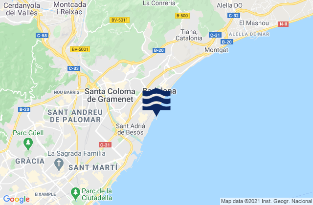 Karte der Gezeiten Santa Coloma de Gramenet, Spain