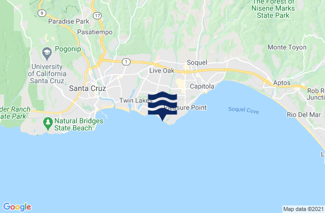 Karte der Gezeiten Santa Cruz - 26th, United States