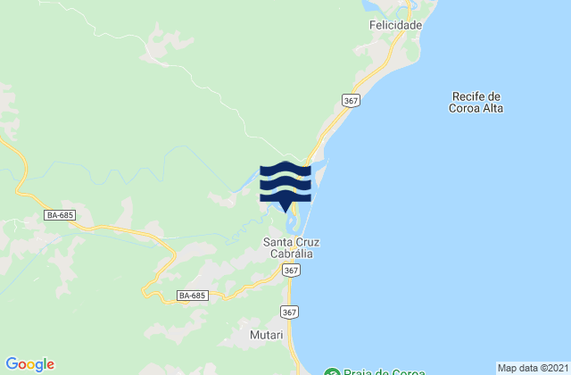 Karte der Gezeiten Santa Cruz Cabrália, Brazil