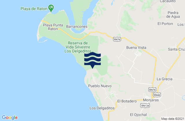 Karte der Gezeiten Santa Cruz, Honduras