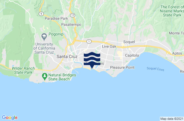Karte der Gezeiten Santa Cruz Harbour, United States