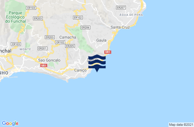 Karte der Gezeiten Santa Cruz, Portugal