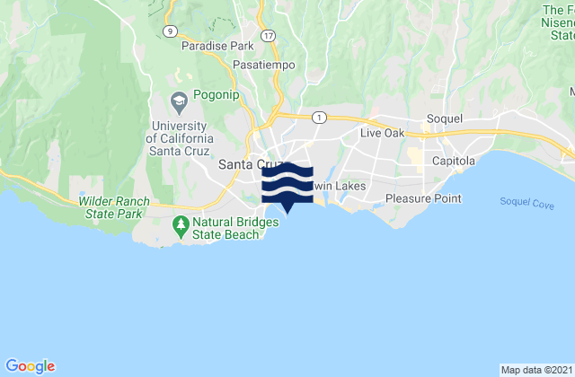 Karte der Gezeiten Santa Cruz Monterey Bay, United States