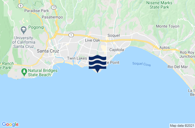 Karte der Gezeiten Santa Cruz Rockview St, United States