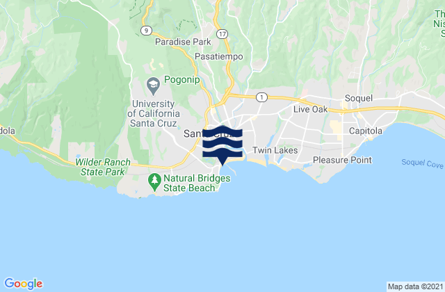 Karte der Gezeiten Santa Cruz, United States