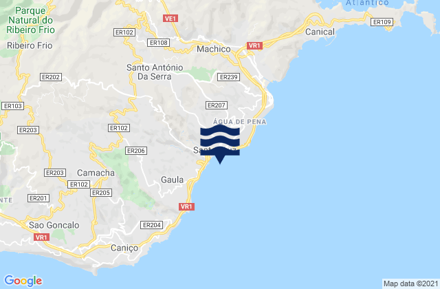 Karte der Gezeiten Santa Cruz, Portugal