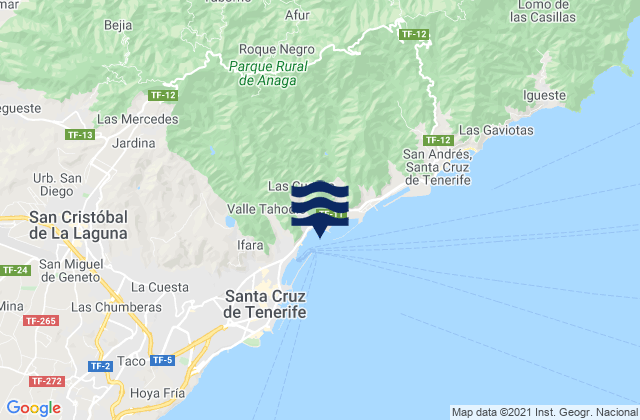 Karte der Gezeiten Santa Cruz Tenerife Island, Spain