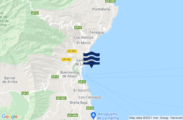 Karte der Gezeiten Santa Cruz de la Palma, Spain