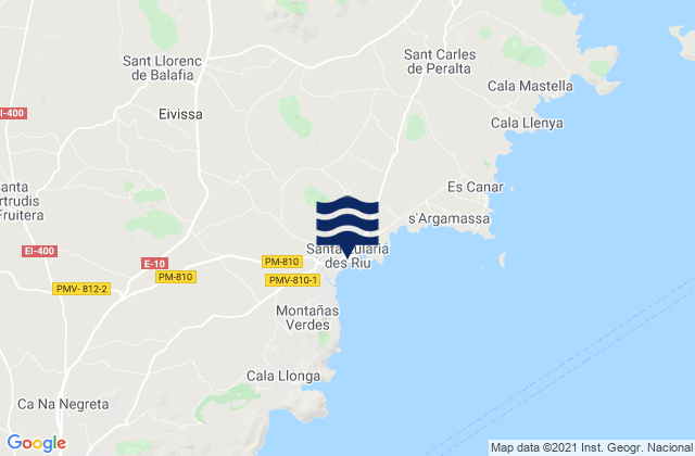 Karte der Gezeiten Santa Eulària des Riu, Spain