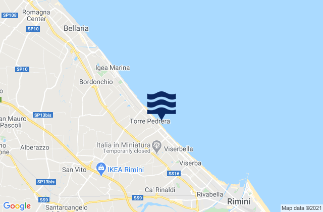 Karte der Gezeiten Santa Giustina, Italy