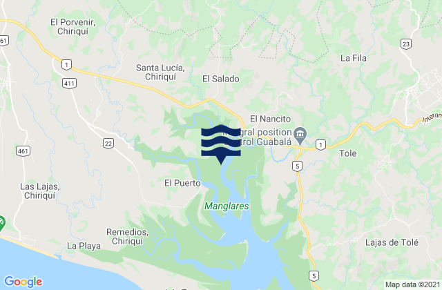 Karte der Gezeiten Santa Lucia, Panama