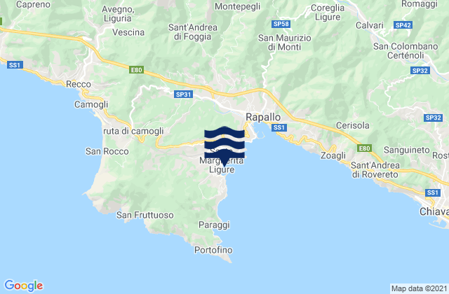 Karte der Gezeiten Santa Margherita Ligure, Italy