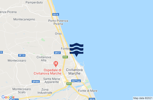 Karte der Gezeiten Santa Maria Apparente, Italy