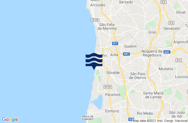 Karte der Gezeiten Santa Maria da Feira, Portugal
