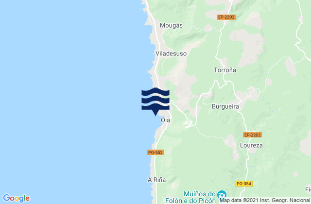 Karte der Gezeiten Santa Maria de Oia, Portugal