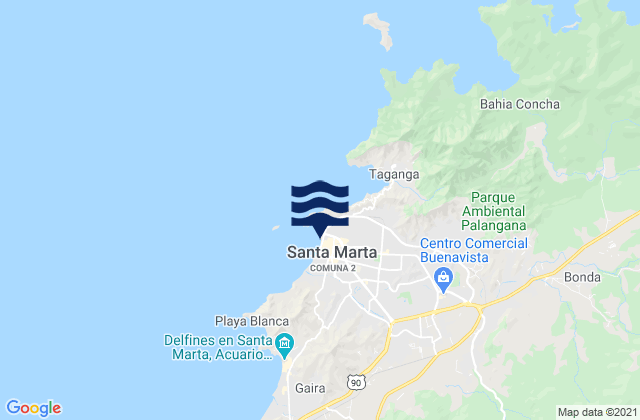 Karte der Gezeiten Santa Marta, Colombia