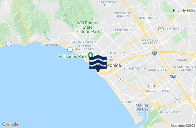 Karte der Gezeiten Santa Monica, United States
