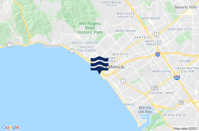 Karte der Gezeiten Santa Monica State Beach, United States