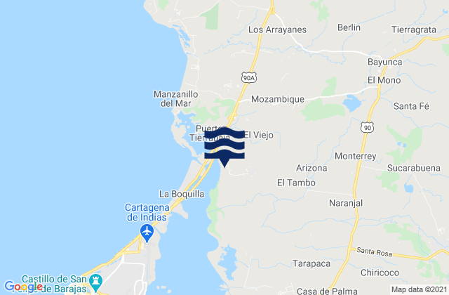 Karte der Gezeiten Santa Rosa, Colombia