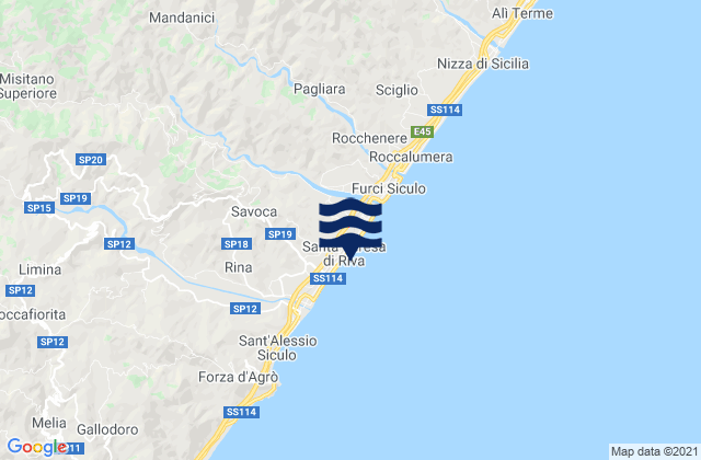 Karte der Gezeiten Santa Teresa di Riva, Italy
