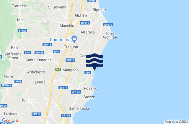 Karte der Gezeiten Santa Venerina, Italy
