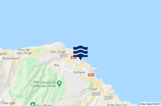 Karte der Gezeiten Santana, Portugal