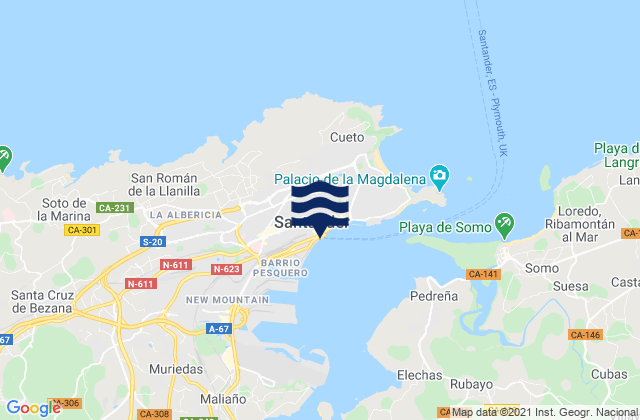 Karte der Gezeiten Santander Port, Spain