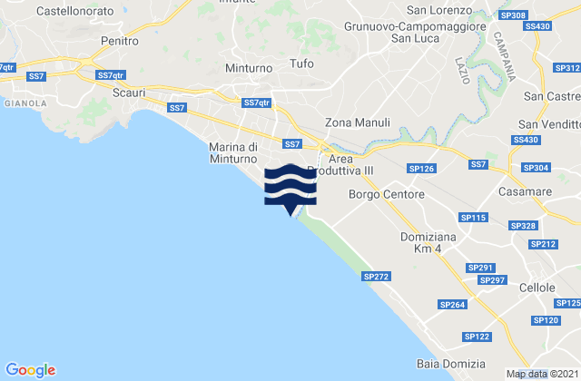 Karte der Gezeiten Santi Cosma e Damiano, Italy