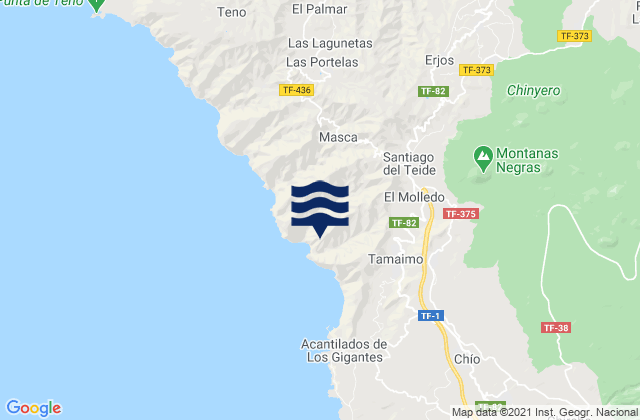 Karte der Gezeiten Santiago del Teide, Spain