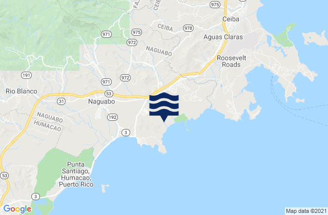 Karte der Gezeiten Santiago y Lima Barrio, Puerto Rico