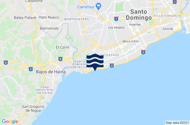 Karte der Gezeiten Santo Domingo Oeste, Dominican Republic