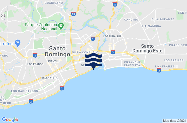 Karte der Gezeiten Santo Domingo, Dominican Republic