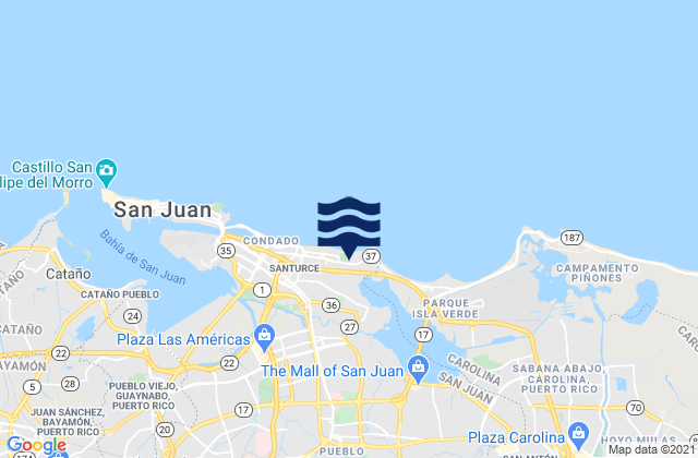 Karte der Gezeiten Santurce Barrio, Puerto Rico