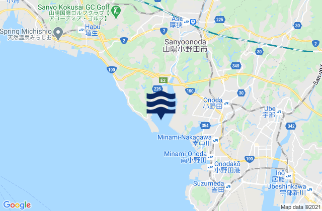 Karte der Gezeiten Sanyōonoda Shi, Japan