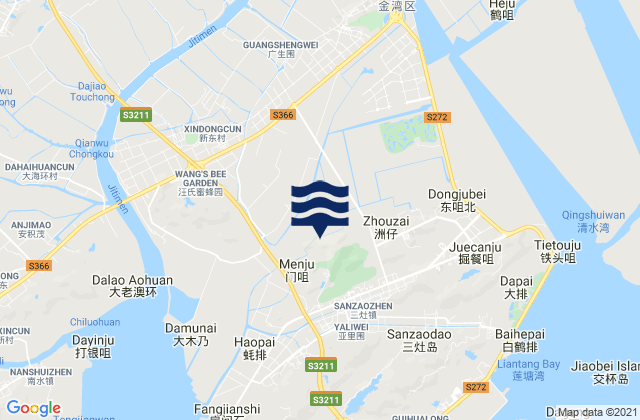 Karte der Gezeiten Sanzao, China