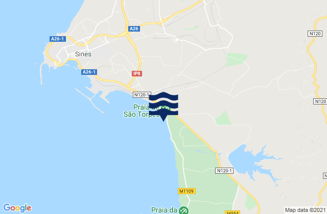 Karte der Gezeiten Sao Torpes, Portugal