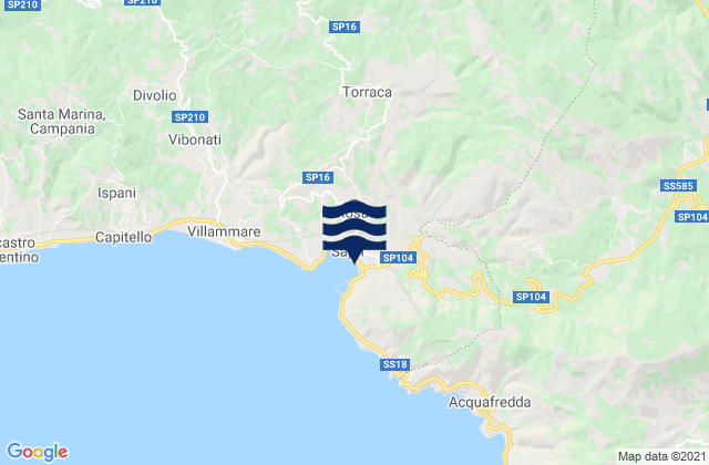 Karte der Gezeiten Sapri, Italy