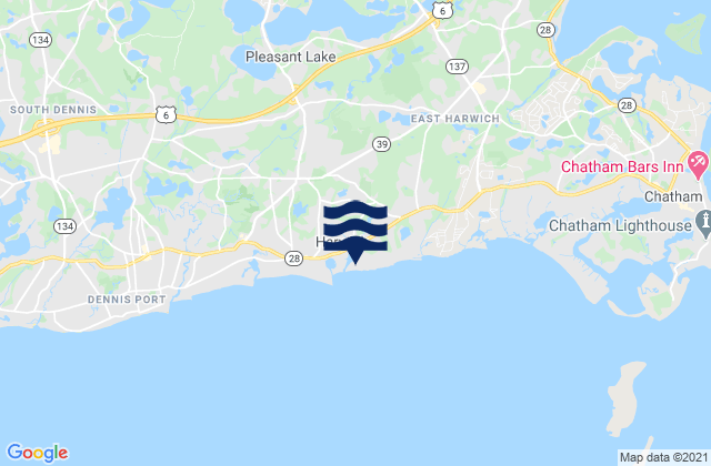 Karte der Gezeiten Saquatucket Harbor, United States