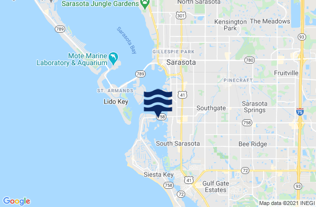 Karte der Gezeiten Sarasota Bay south end bridge, United States