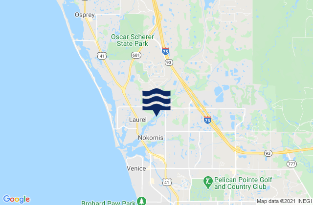 Karte der Gezeiten Sarasota County, United States