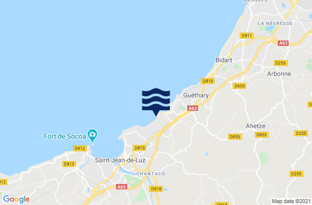 Karte der Gezeiten Sare, France