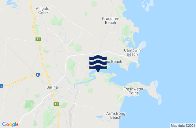 Karte der Gezeiten Sarina, Australia