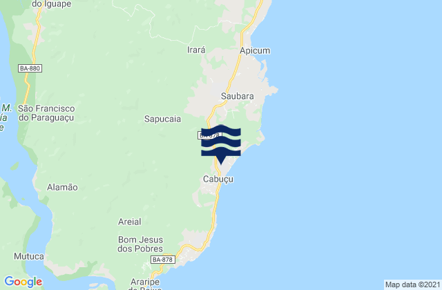 Karte der Gezeiten Saubara, Brazil