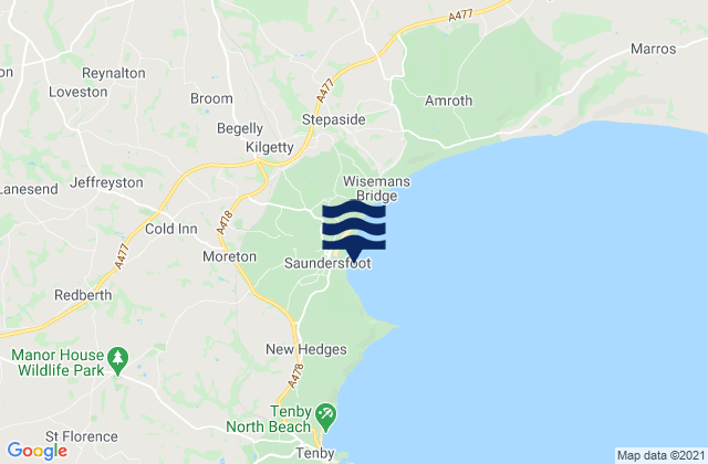 Karte der Gezeiten Saundersfoot Bay, United Kingdom