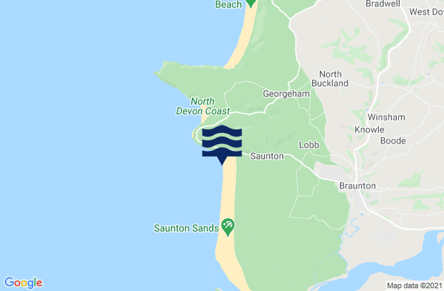 Karte der Gezeiten Saunton Sands Beach, United Kingdom