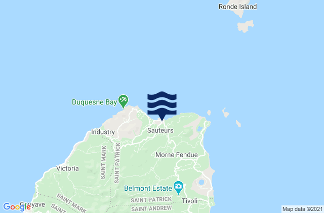 Karte der Gezeiten Sauteurs, Grenada